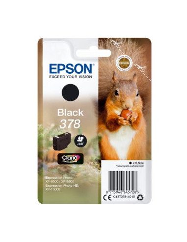 Cartucho tinta epson c13t37814010 singlepack negro 378 claria photo hd ink xp - 8500 ardilla