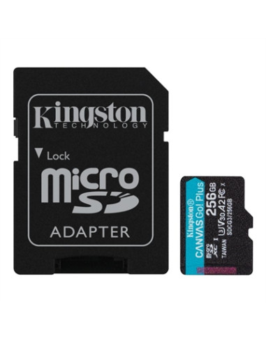 Tarjeta memoria micro secure digital sd xc 256gb kingston canvas go! plus clase 10 uhs - i u3 + adaptador sd