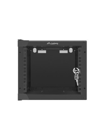Armario lanberg mural rack 10pulgadas 4u - 280x310 flat pack negro puerta cristal
