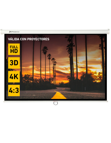 Pantalla manual videoproyector pared y techo phoenix 100´´ ratio 4:3 - 16:9 2m x 1.5m posicion ajustable - carcasa blanca - t