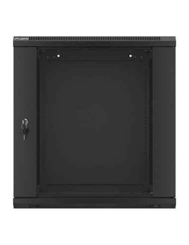 Armario lanberg mural rack 19pulgadas 12u - 600x600 auto ensamblado negro puerta de cristal