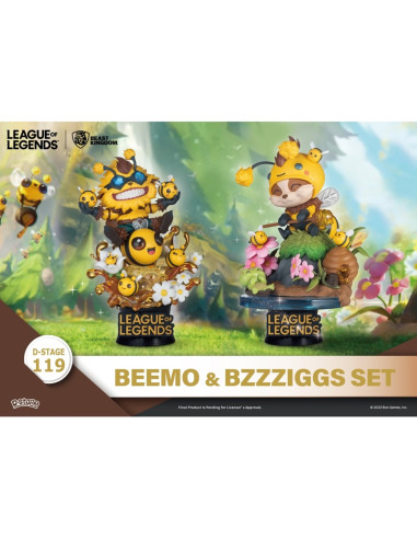 Set de 2 figuras beast kingdom dstage league of legends beemo y bzzziggs