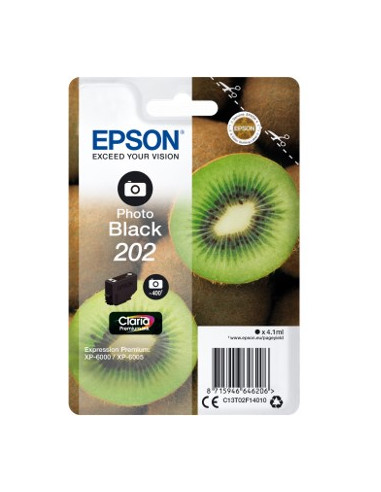 Cartucho tinta epson c13t02f14010 singlepack foto negro 202 claria premium ink xp - 6000 - xp - 6005 - kiwi