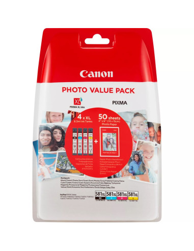 Multipack tinta canon cli - 581xl bk - c - m - y + papel fotografico