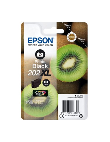 Cartucho tinta epson c13t02h14010 singlepack foto negro 202xl claria premium ink xp - 6000 - xp - 6005 kiwi