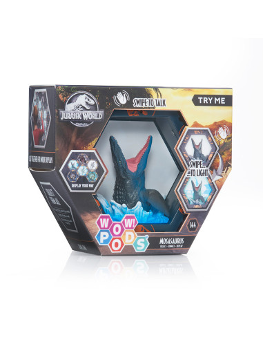 Figura wow! pod jurassic world mosasaurus sfx con sonido