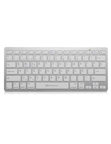 Teclado inalambrico bluetooth phoenix phbtkeyboardw - 3 modos de compatibilidad android windows ios apple - ultra fino cuerpo m