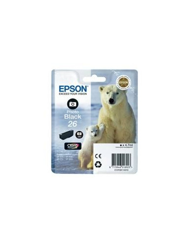 Cartucho tinta epson t261140 negro photo black 26 xp - 600 - 605 - 700 - 800 -  oso polar