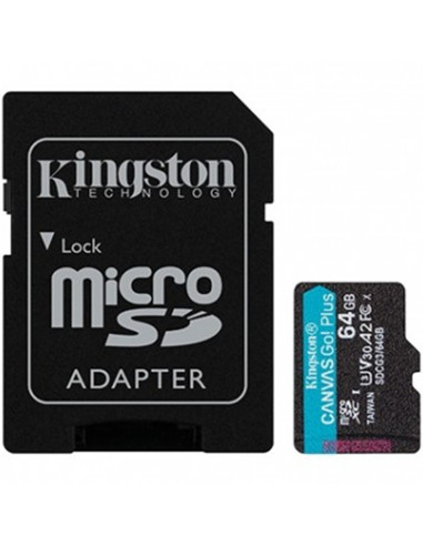 Memoria micro sdxc 64gb kingston canvas go uhs - i cl10 r: 170mb - s  w:70mb - s + adaptador sd