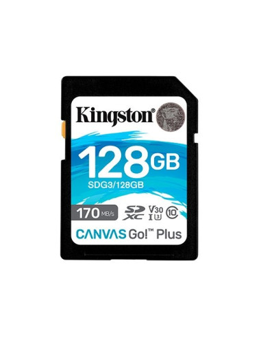 Tarjeta memoria sdxc 128gb kingston canvas go uhs - i cl10 r: 170mb - s  w:90mb - s