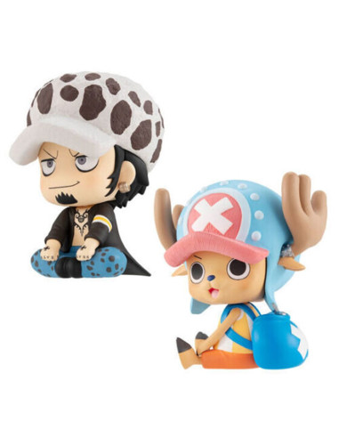 Pack 2 figuras megahouse one piece look up trafalgar d law & tony tony chopper con regalos sorpresa