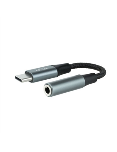 Cable adaptador usb tipo c a jack 3.5mm nanocable 0.11m -  macho - hembra -  gris