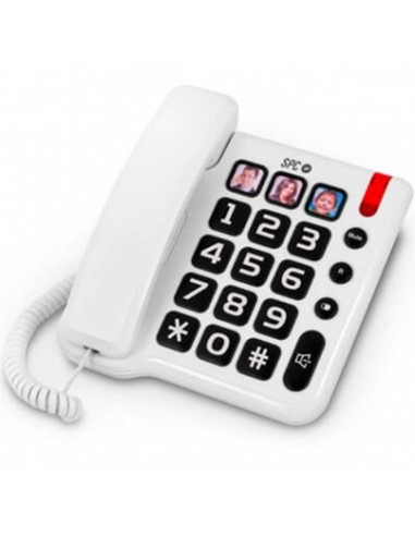 Telefono fijo spc comfort numbers blanco manos libres -  teclas grandes -  tecla r - 10 memo.indire