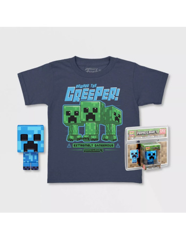 Pop & tee minecraft charged creeper funko + camiseta talla s