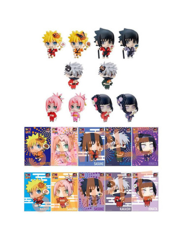 Set figuras con postales megahouse naruto shippuden petit chara land 10th anniversary