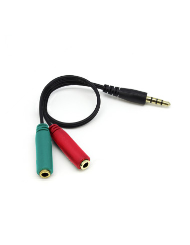 Bifurcador mini jack 3.5 mm micrófono - audio de 20 cm