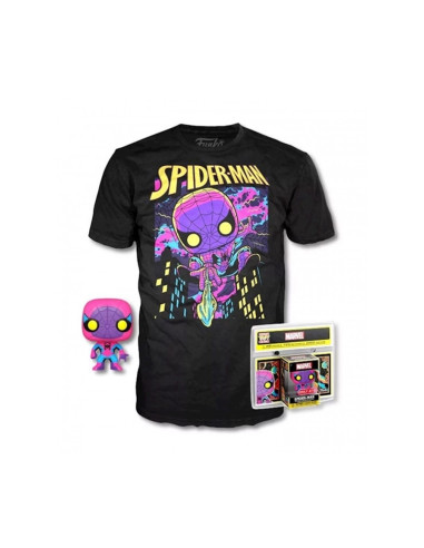 Pop & tee marvel spiderman black light funko + camiseta talla l