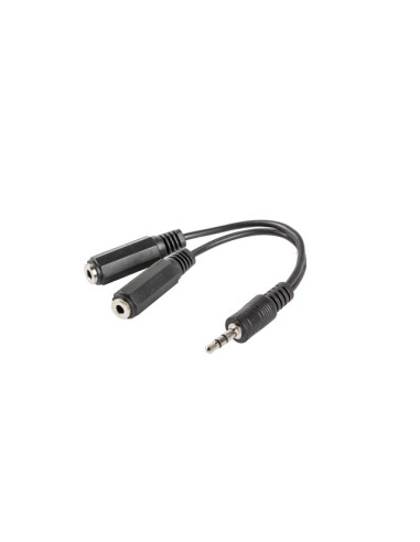 Adaptador lanberg jack stereo macho a jack stereo hembra x2 10 cm negro