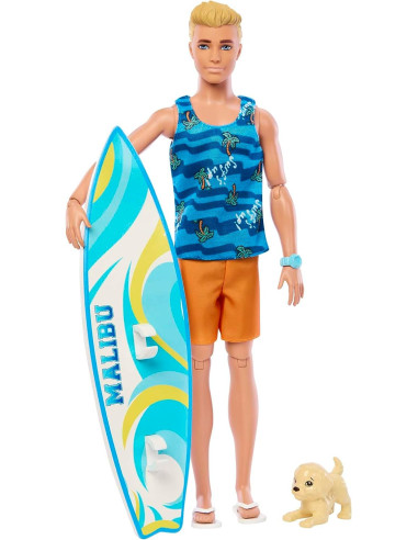 Muñeco barbie mattel ken tabla de surf