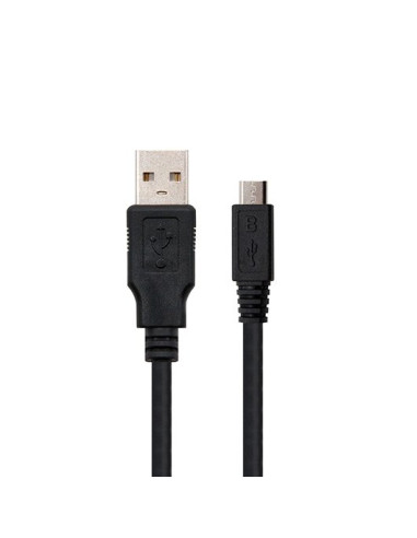 Cable usb 2.0 a micro usb nanocable 0.8m -  macho - hembra -  negro