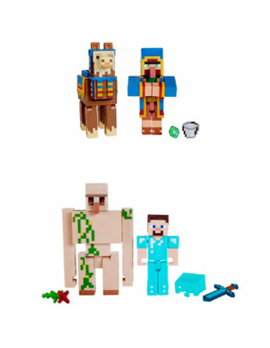 Pack 2 figuras mattel minecraft surtido