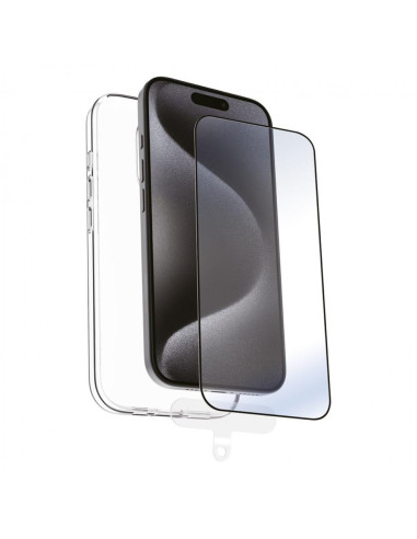Funda muvit recycletek para apple iphone 16 pro transparente + protector cristal templado marco negro