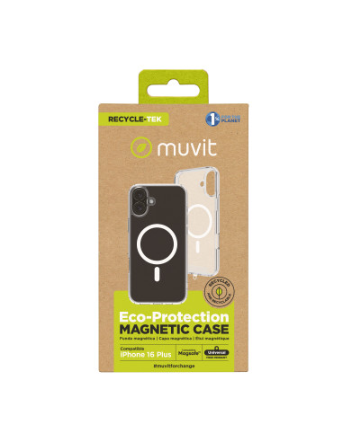 Funda muvit recycletek magsafe para apple iphone 16 plus transparente