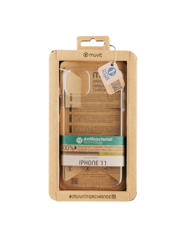 Funda muvit recycletek antibacteriana para apple iphone 11 transparente