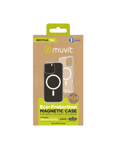 Funda muvit recycletek magsafe para apple iphone 16 pro transparente