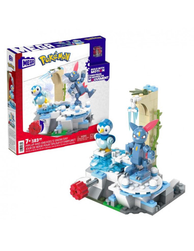 Figura mattel mega construx pokemon piplup y sneasel se relajan