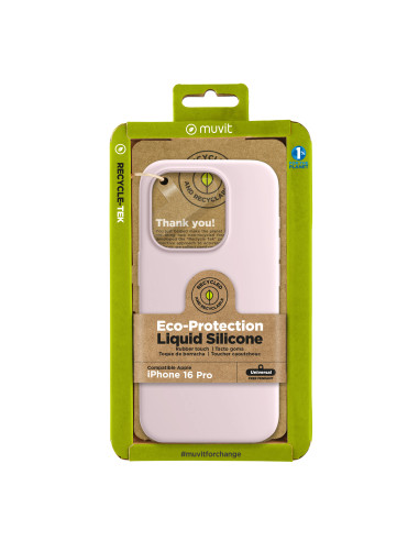 Funda muvit recycletek liquid silicone para apple iphone 16 pro rosa