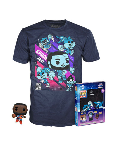 Pop & tee space jam looney tunes funko lebron james + camiseta pack 10 unidades todas las tallas