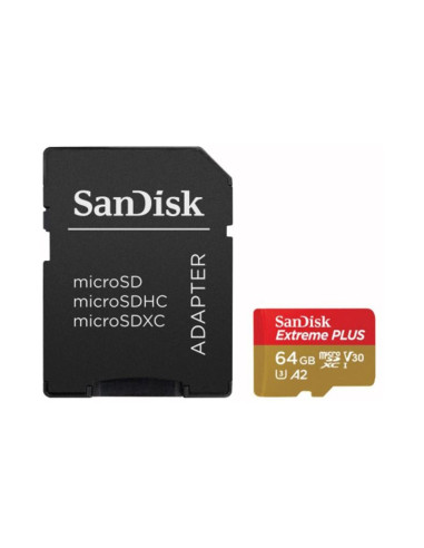 Tarjeta memoria sandisk micro secure digital 64gb sdxc u3 uhs - i clase 10 a2 + adaptador sd