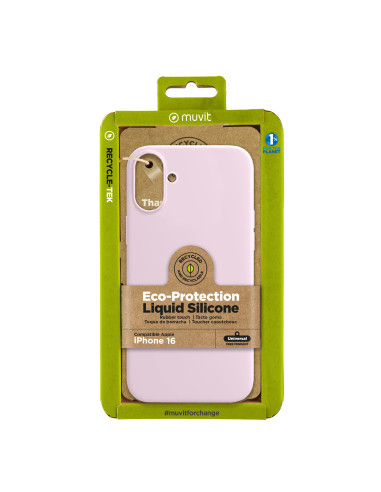 Funda muvit recycletek liquid silicone para apple iphone 16 rosa
