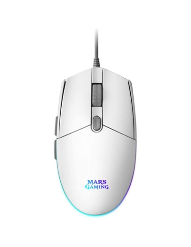 Mouse raton mars gaming mmgw optico usb 6 botones 3200ppp rgb blanco