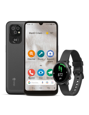 Bundle doro smartphone 8100 + smartwatch graphite black