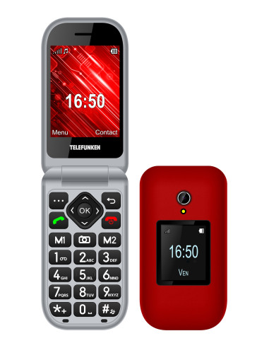 Telefono movil telefunken s460 senior phone - 2.8pulgadas + 1.77pulgadas - rojo