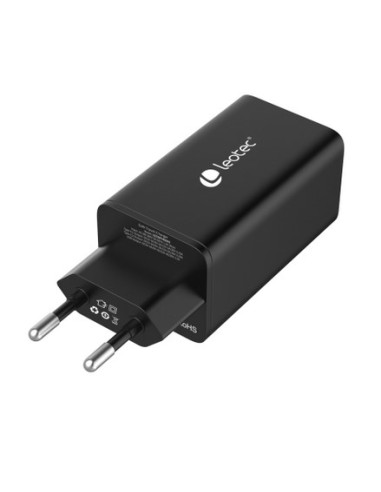 Cargador de pared leotec 65w carga rapida 2 usb tipo - c pd 1 usb - a negro