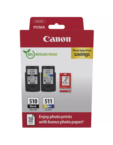 Cartucho canon pg - 510 - cl - 511 + papel fotografico
