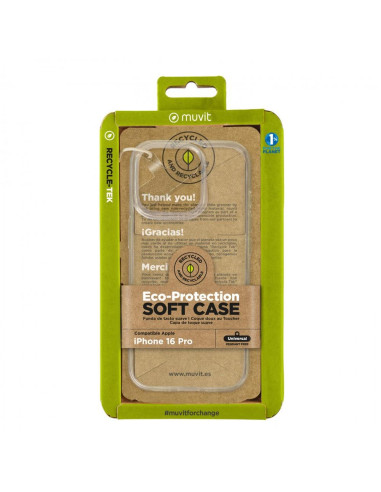 Funda muvit recycletek para apple iphone 16 pro transparente