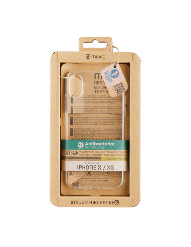 Funda muvit recycletek antibacteriana para apple iphone x - xs transparente