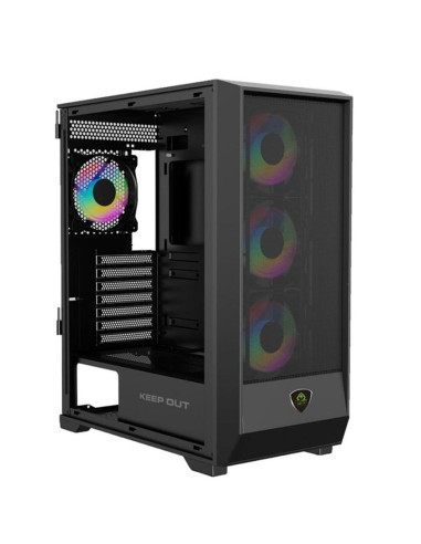 Caja ordenador gaming keep out xc - 501 mesh atx argb cristal templado negro