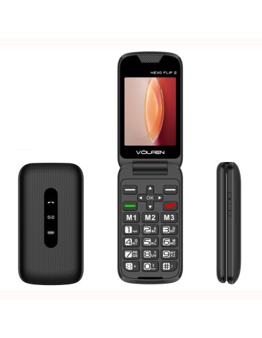 Telefono movil volfen nexo flip tipo concha negro