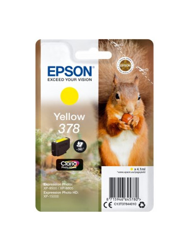 Cartucho tinta epson c13t37844010 singlepack amarillo 378 claria photo hd ink xp - 8500 ardilla