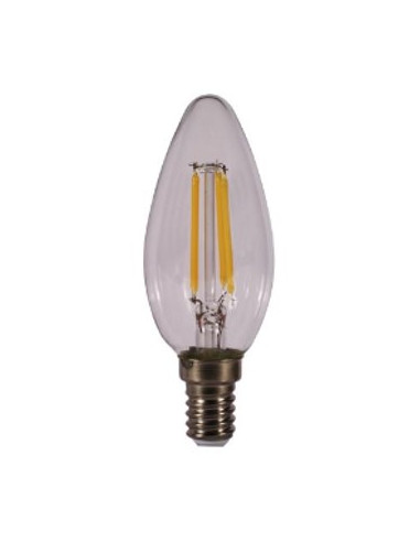 Bombilla led kodak filamento cristal vela c37 -  e14 -  470lm -  calido 3000k -  4w40w -  no regulable