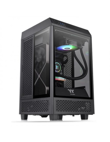 Torre m - itx thermaltake tower 100 negra - 3xcristal templado - negro