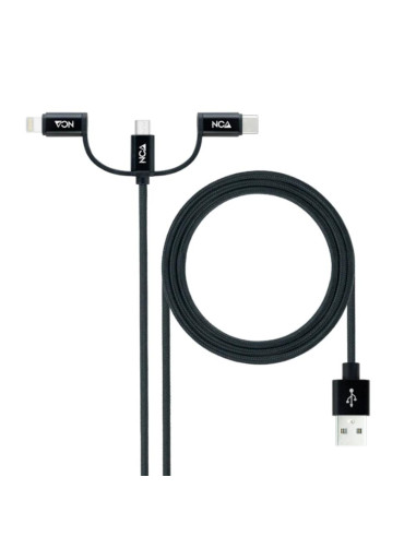 Cable usb tipo a a micro usb - usb tipo c - lightning nanocable 1m -  macho - macho -  negro