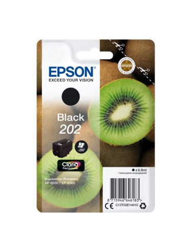 Cartucho tinta epson c13t02e14010 singlepack negro 202 claria premiun ink xp - 6000 - xp - 6005 - kiwi