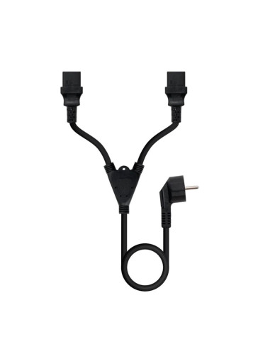 Cable alimentacion schuko a 2x c13 nanocable 1.8m -  macho - hembra -  negro