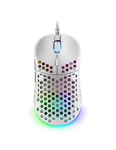 Mouse raton mars gaming optico usb 7 botones 12800ppp rgb blanco